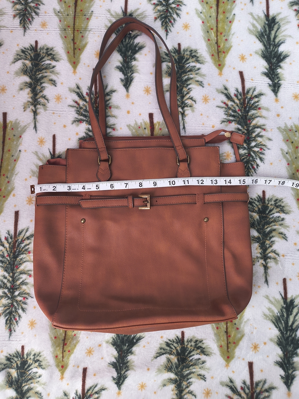 Check The Description,Classic Tan Leather Tote Bag - Structured Everyday Handbag - Picture 5 of 11